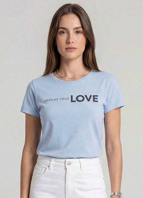 Blusa Feminina Cotton com Estampa Azul