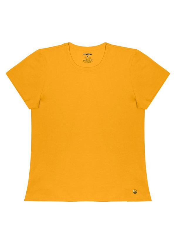 Vista 2 Blusa Feminina Cotton Leve Básica Amarelo Rovitex Rovitex