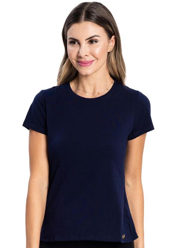 Vista 2 Blusa Feminina Cotton Leve Básica Azul Rovitex Rovitex