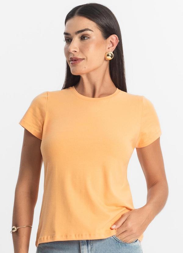 Vista 2 Blusa Feminina Cotton Leve Básica Laranja Rovitex Rovitex