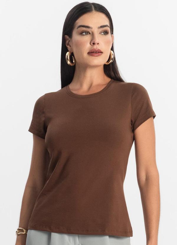 Blusa Feminina Cotton Leve Básica Marrom