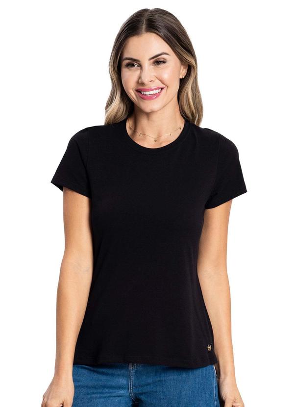 Vista 2 Blusa Feminina Cotton Leve Básica Preto Rovitex Rovitex
