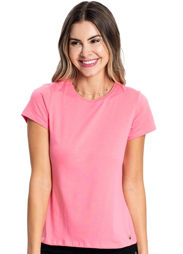 Vista 2 Blusa Feminina Cotton Leve Básica Rosa Rovitex Rovitex