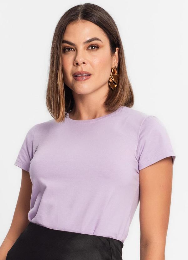 Vista 2 Blusa Feminina Cotton Leve Básica Roxo Rovitex Rovitex