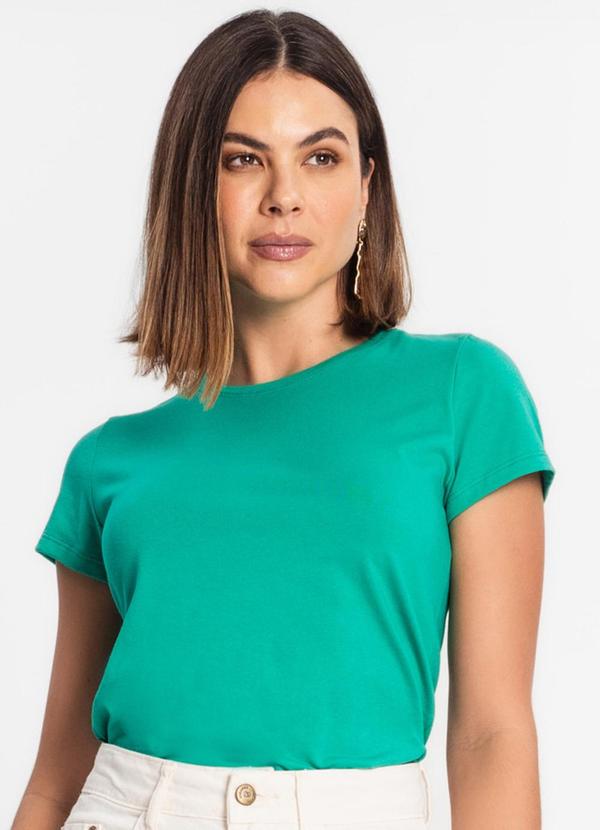 Vista 2 Blusa Feminina Cotton Leve Básica Verde Rovitex Rovitex