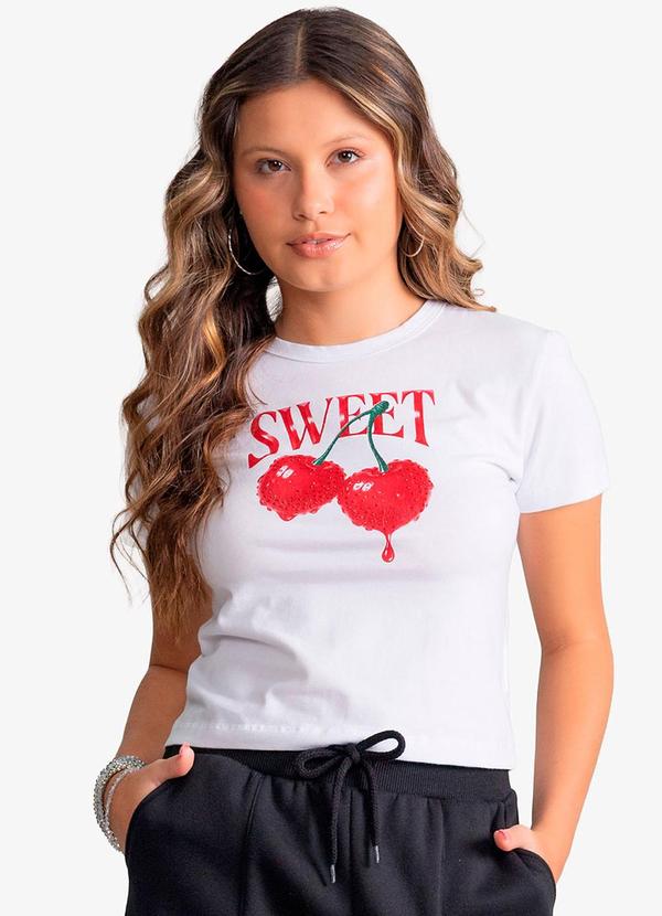 Blusa Feminina Cotton Leve e Estampa Branco