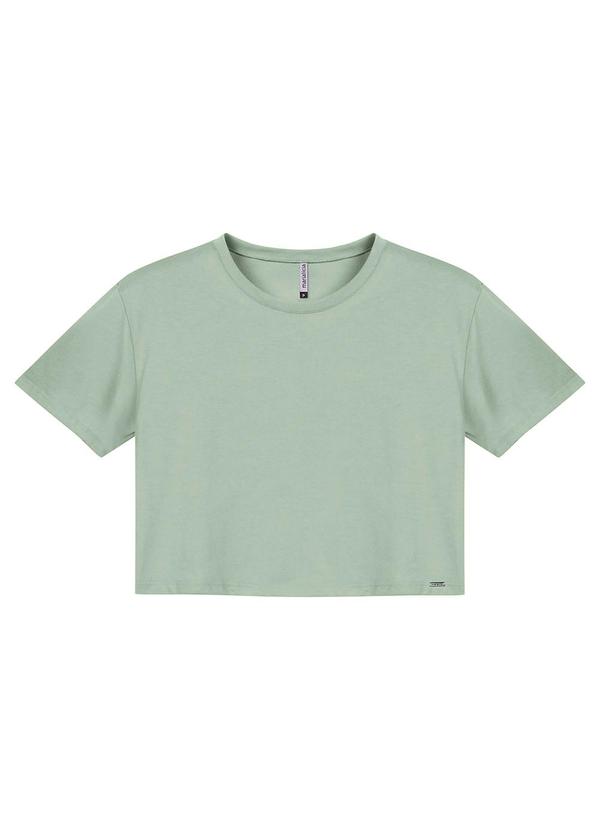 Vista 2 Blusa Feminina Cropped Básica Verde Marialícia Marialícia