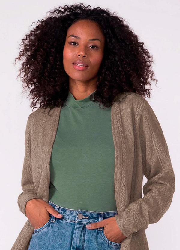 Vista 2 Blusa Feminina Curta Gola Alta Verde Marialícia Marialícia