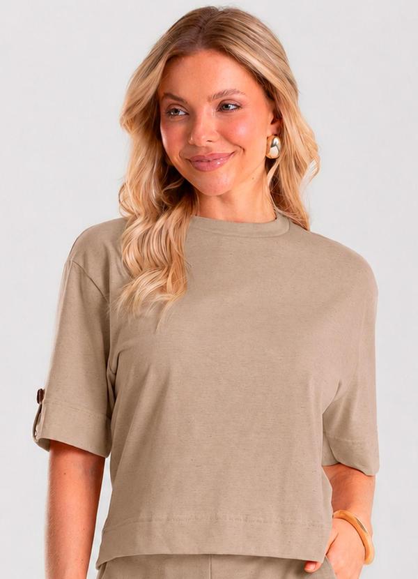 Blusa Feminina de Manga Curta Marrom