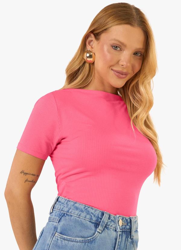 Blusa Feminina Decote Canoa Básica Ribana Rosa