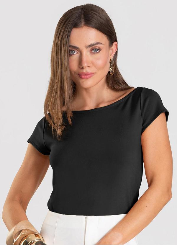 Blusa Feminina Decote Canoa Preto