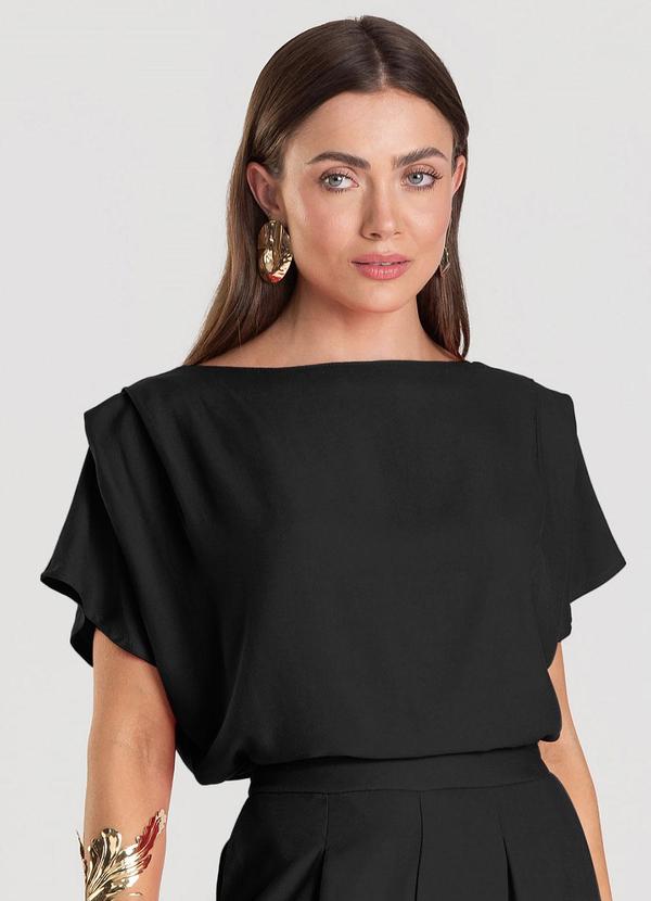 Blusa Feminina Decote Canoa Preto