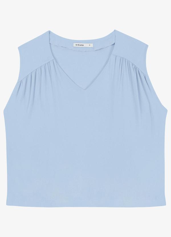 Blusa Feminina Decote em V Azul