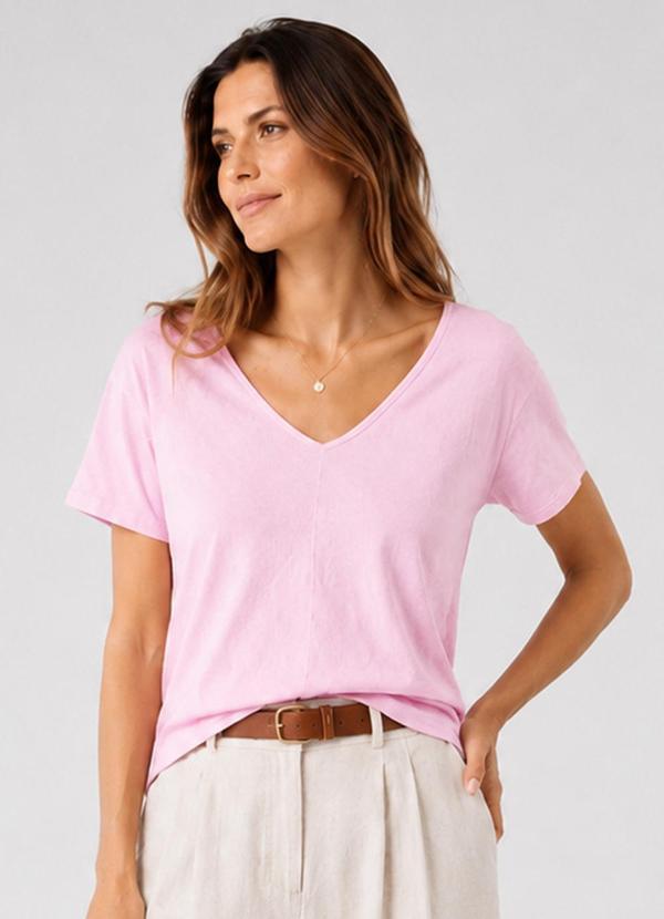 Blusa Feminina Decote em V nas Costas Rosa