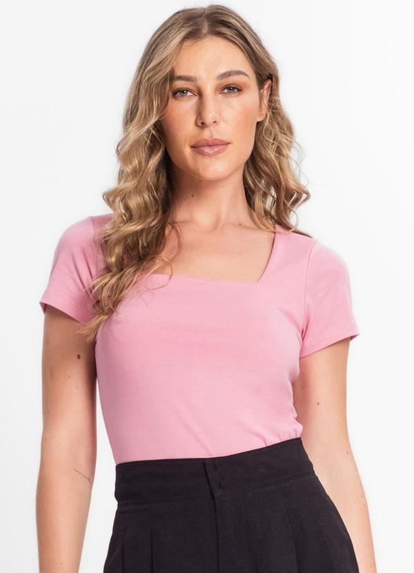 Vista 2 Blusa Feminina Decote Quadrado Rosa Endless Endless