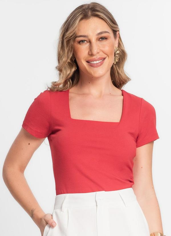 Vista 2 Blusa Feminina Decote Quadrado Vermelho Endless Endless