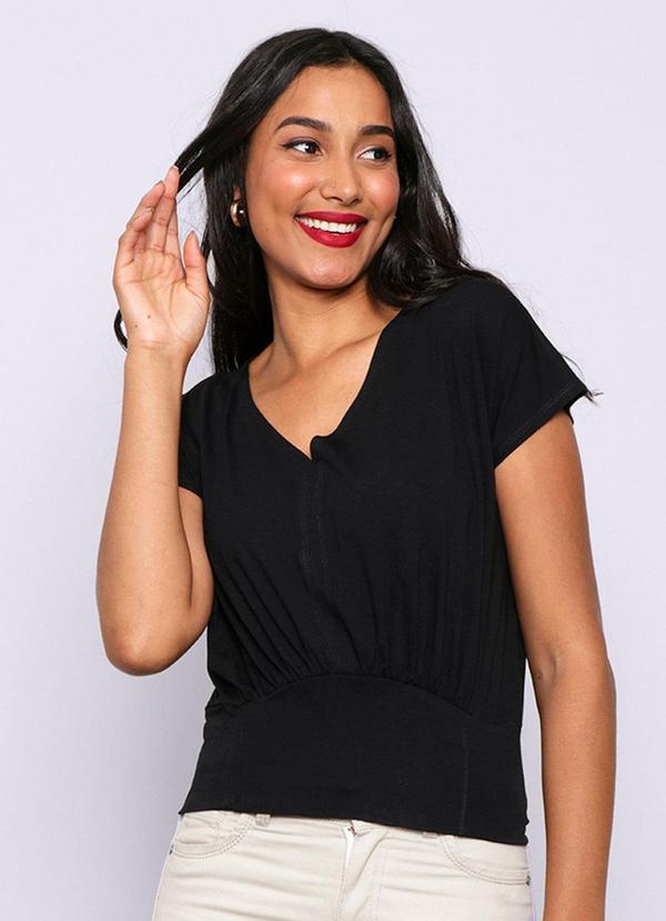 Blusa Feminina Decote V Preta
