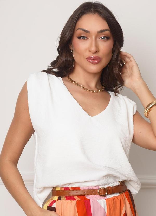 Blusa Feminina Decote V sem Mangas Branco