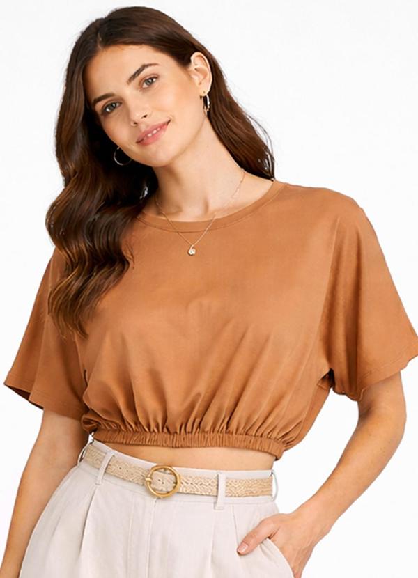 Blusa Feminina Elástico na Cintura Marrom