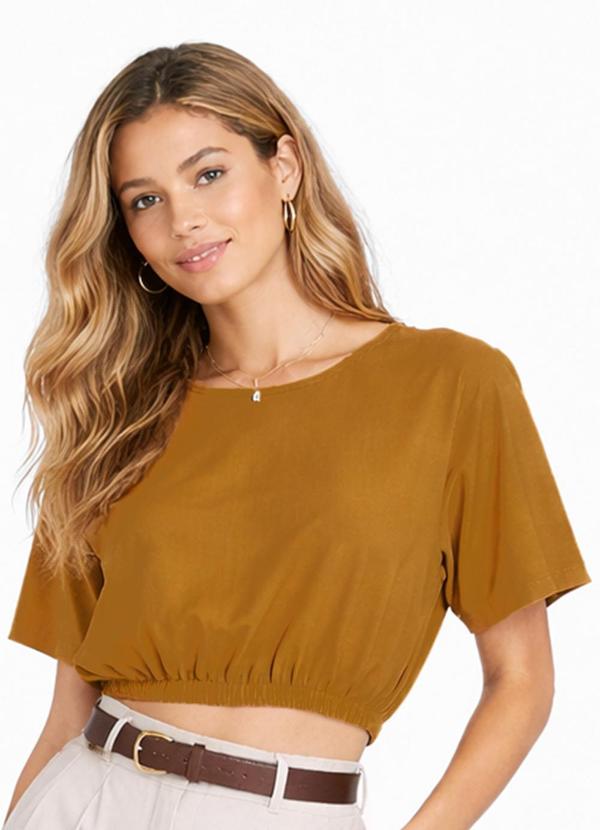 Blusa Feminina Elástico na Cintura Marrom