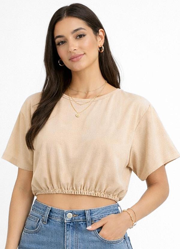 Blusa Feminina Elástico na Cintura Bege