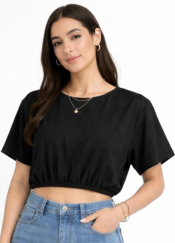 Blusa Feminina Elástico na Cintura Preto