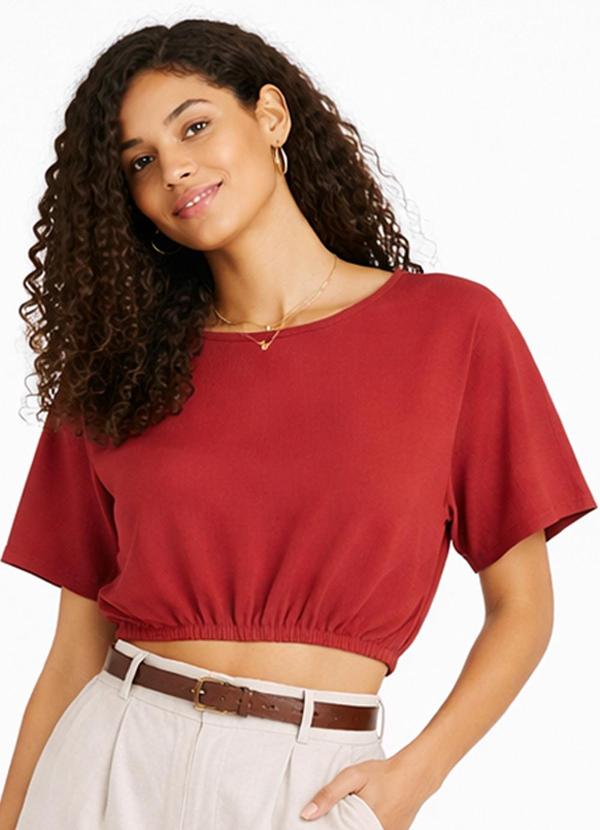 Blusa Feminina Elástico na Cintura Vermelho