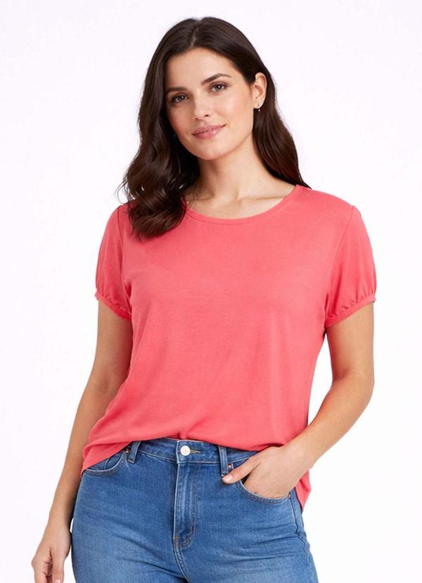 Blusa Feminina Elástico nas Mangas Rosa