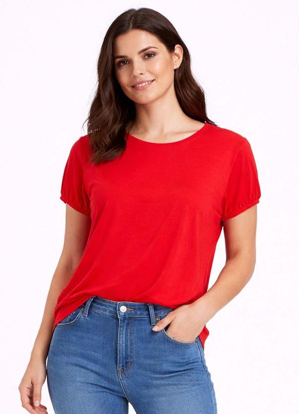 Blusa Feminina Elástico nas Mangas Vermelho