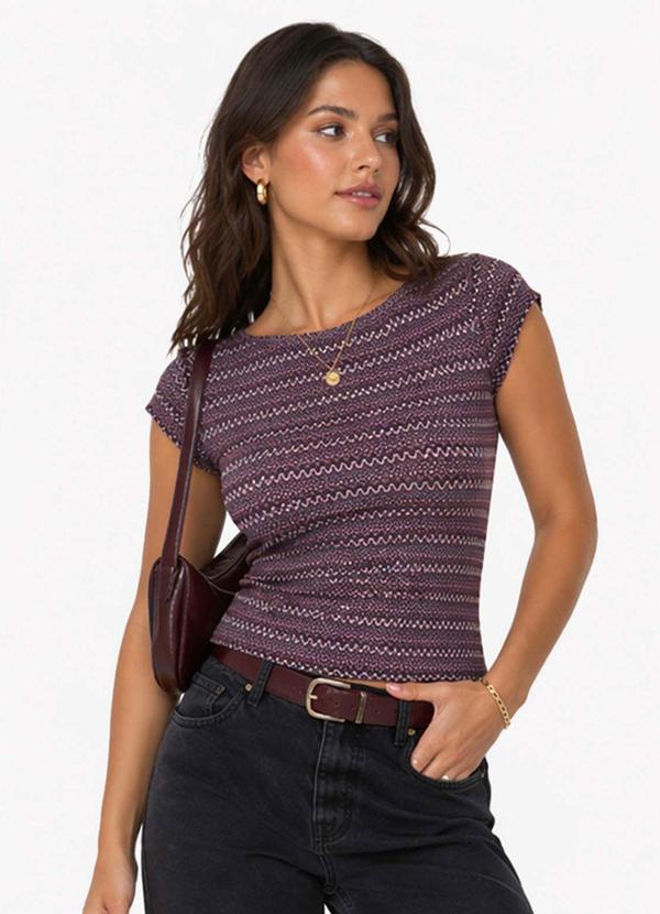 Blusa Feminina em Jacquard Marino Roxo