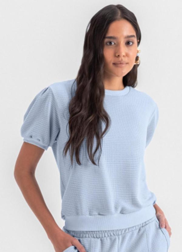 Vista 2 Blusa Feminina em Malha Azul Essendi Essendi