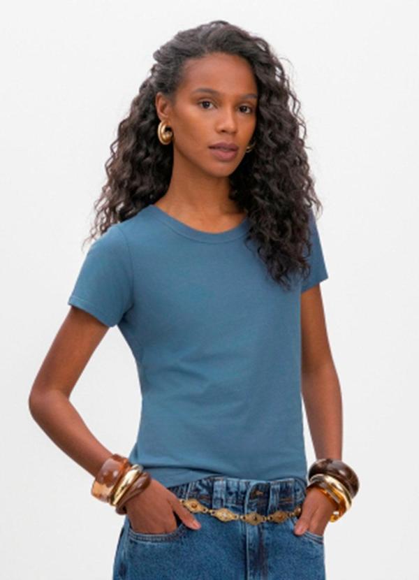Blusa Feminina em Malha  Azul