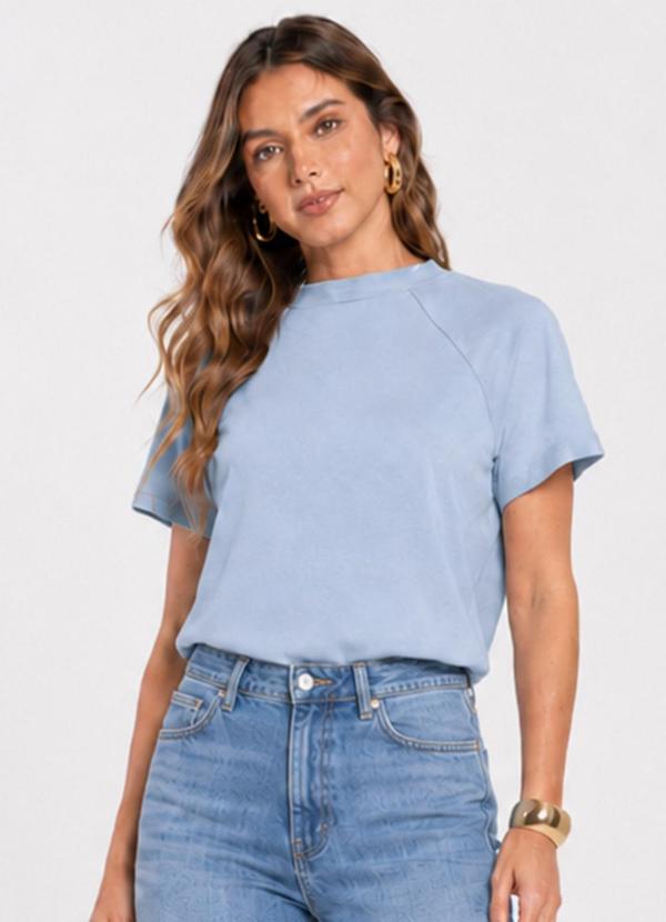 Blusa Feminina em Malha Cotton Leve Azul