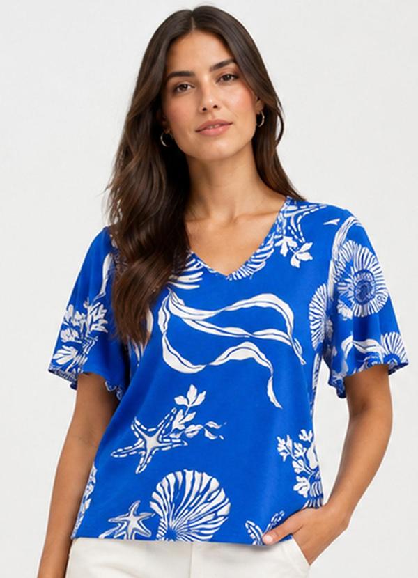 Blusa Feminina em Malha de Viscose Azul