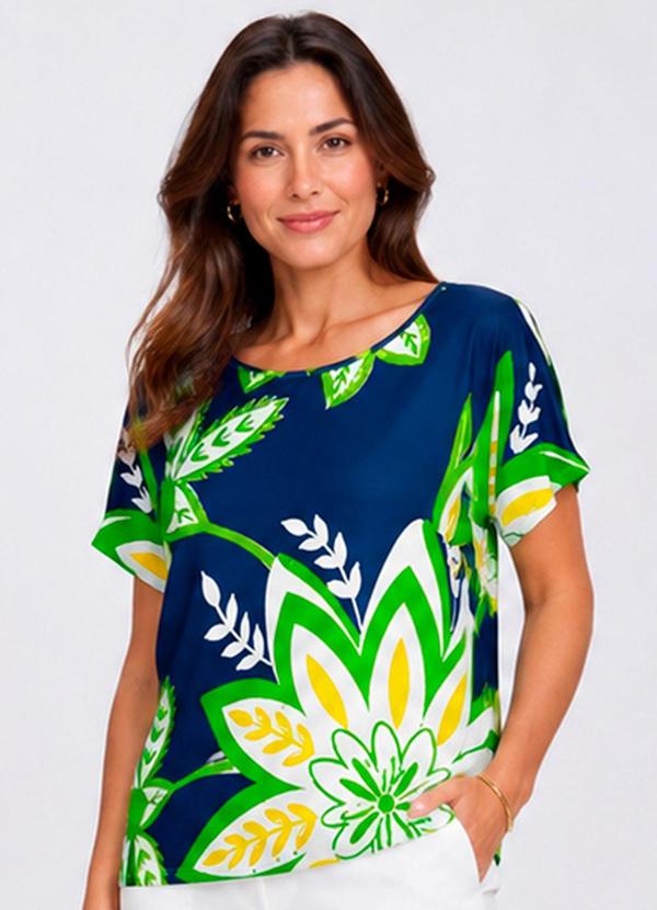 Blusa Feminina em Malha de Viscose Azul