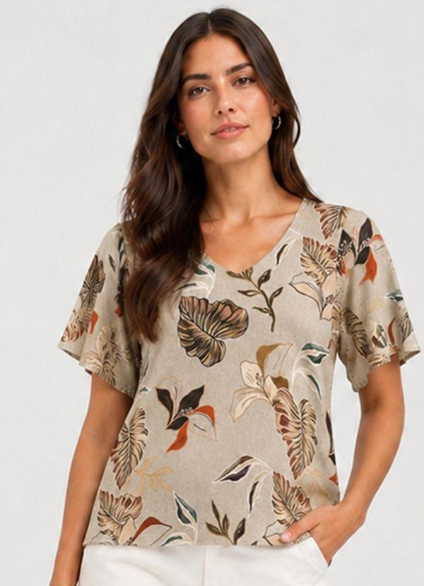 Blusa Feminina em Malha de Viscose Bege