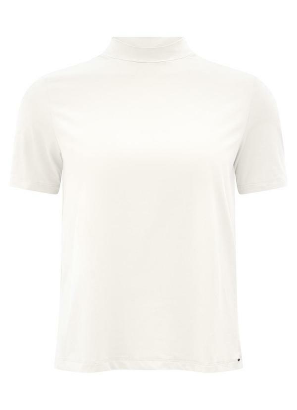 Vista 2 Blusa Feminina em Malha e Gola Alta Branco Lunender Lunender
