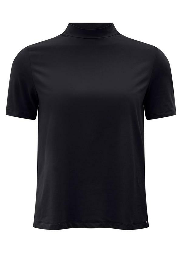 Vista 2 Blusa Feminina em Malha e Gola Alta Preto Lunender Lunender