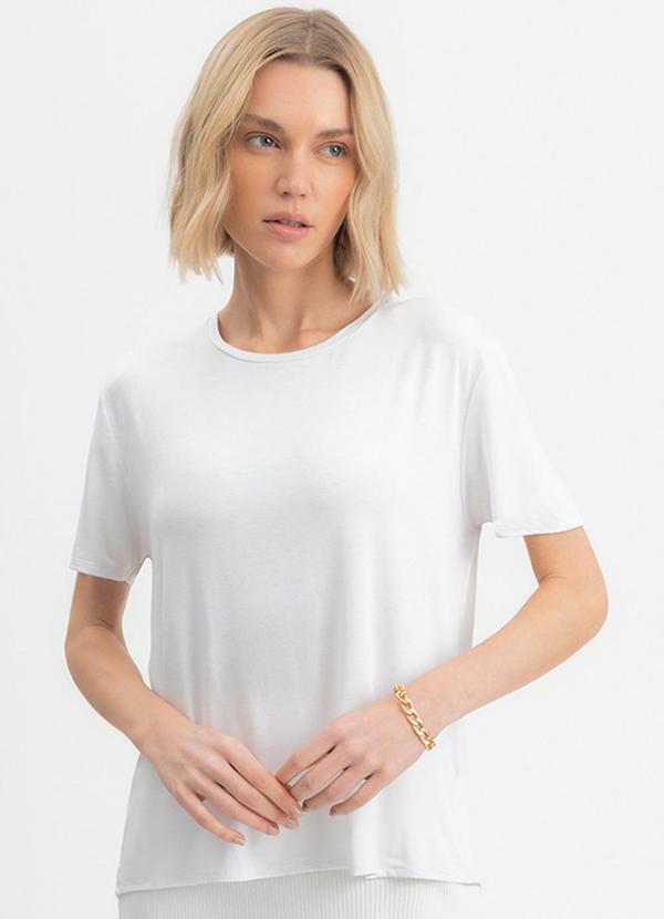 Vista 2 Blusa Feminina em Malha Viscose Branco Essendi Essendi