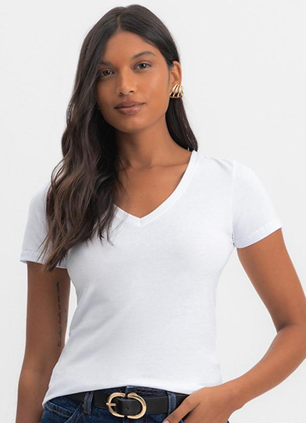 Vista 2 Blusa Feminina em Meia Malha Branco Essendi Essendi