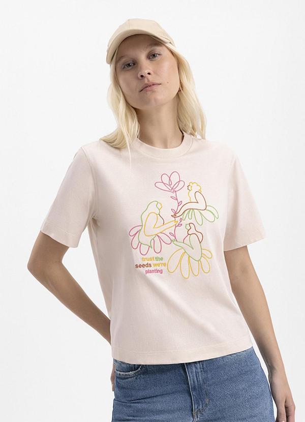 Blusa Feminina em Meia Malha Estampada Natural