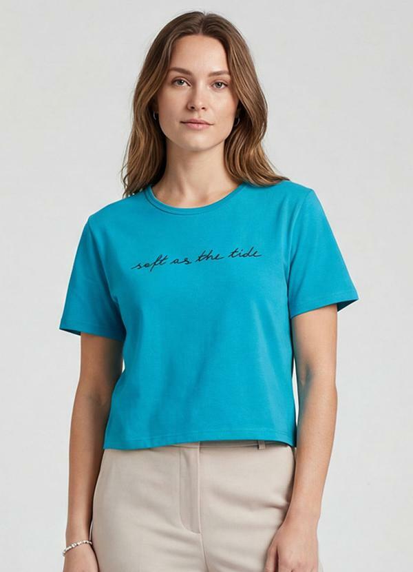 Vista 2 Blusa Feminina em Molecotton Viscose Azul INFINITA COR INFINITA COR