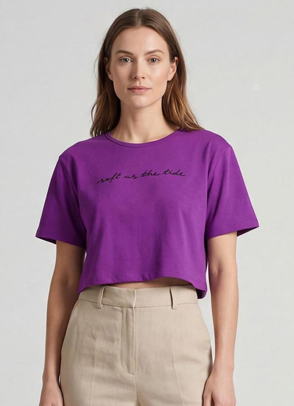 Vista 2 Blusa Feminina em Molecotton Viscose Roxo INFINITA COR INFINITA COR