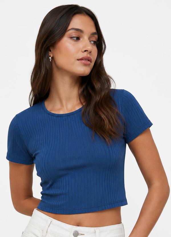 Blusa Feminina em Ribana Canelada Azul