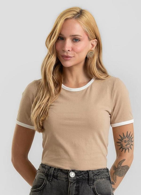 Blusa Feminina em Ribana Canelada Bege