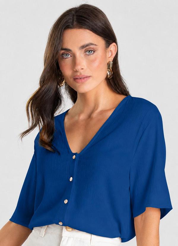 Blusa Feminina em Tecido de Viscose Azul