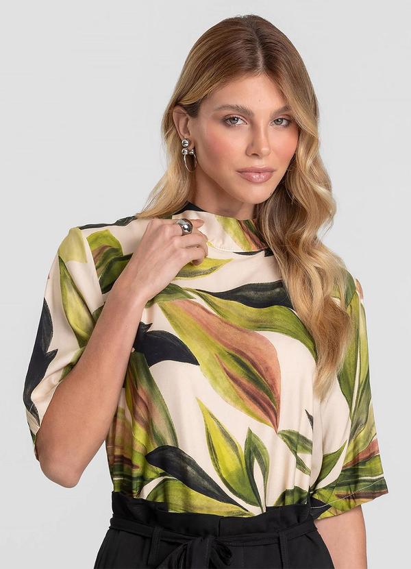 Blusa Feminina em Tecido Estampado Bege