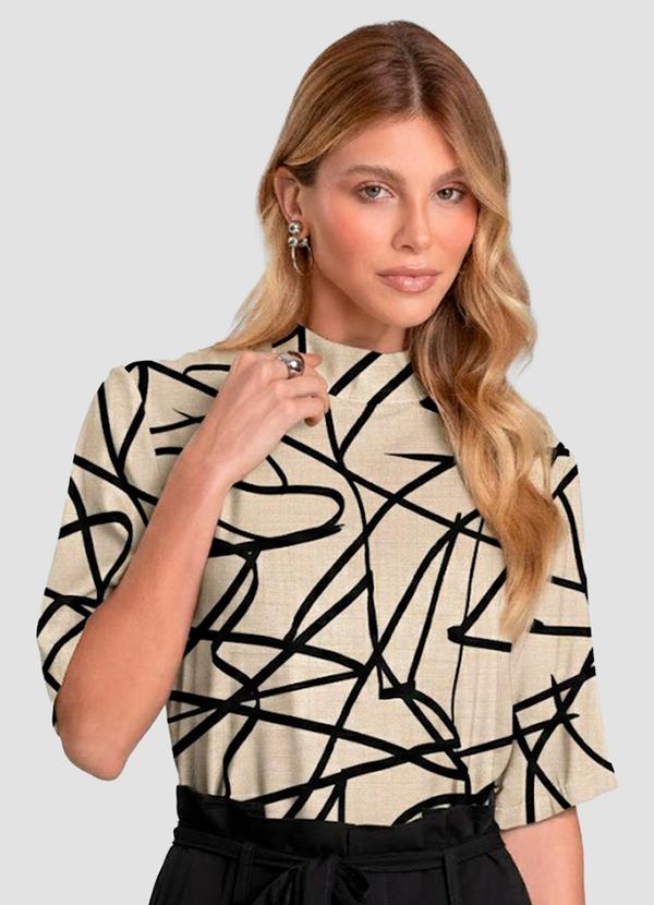 Blusa Feminina em Tecido Estampado Bege