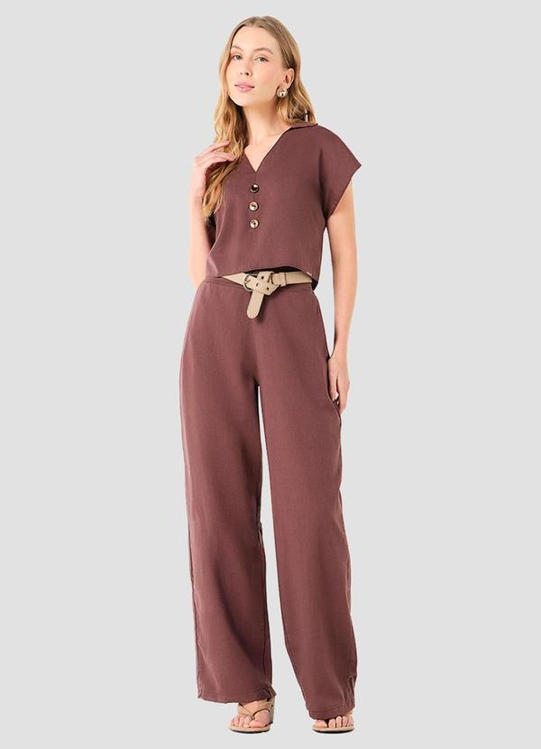 Blusa Feminina em Tecido Plano Linho Marrom