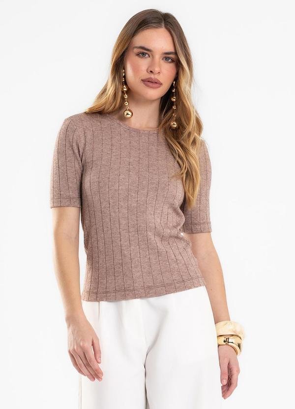 Blusa Feminina em Tricot Canelado Bege